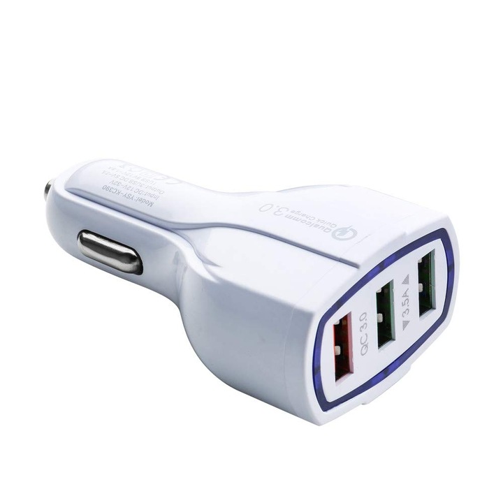 Incarcator Auto A++/AIX/Quick Charge 3.5 + 3.0 A 35 W/ Car Charger/ Car Charger Adapter/USB Type C/ Samsung/Iphone/ Galaxy S10 S9 S8 Note 9 / 8, LG G6 V30/ Huawei P20 / P10 / Ports USB Qualcomm QC Fast Charging Adapter Quick Charge 3.0
