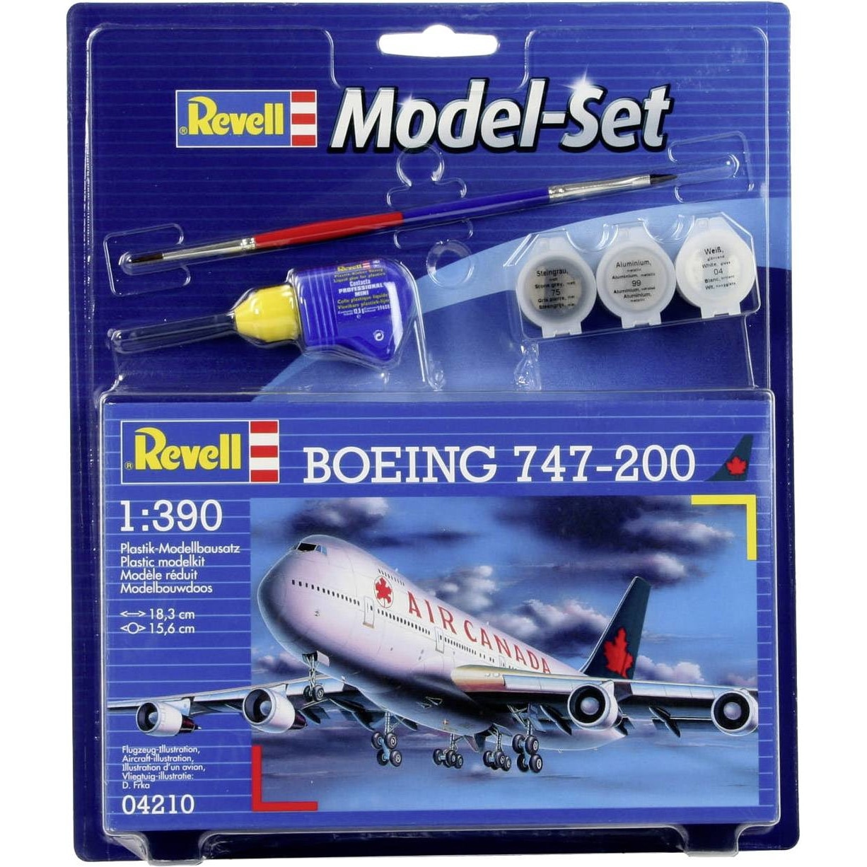 Macheta aeromodele Revell Boeing 747-200 AIR CANADA cu accesori 1:390 REV 64210