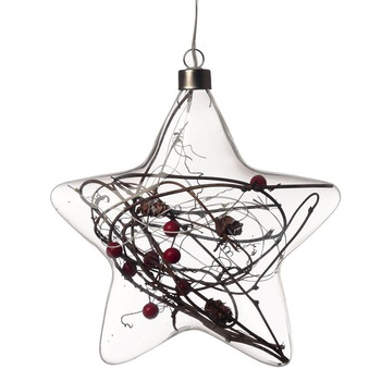 Decoratiune de Craciun cu leduri Steaua Craciunului, sticla transparenta, 18 cm Decoratiune de Craciun cu leduri Steaua Craciunului, sticla transparenta, 18 cm