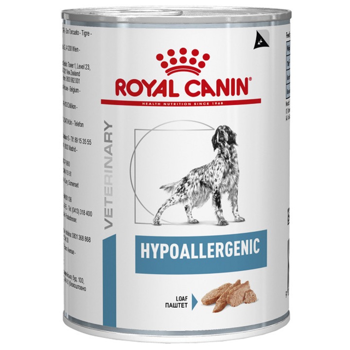 Hrana Dietetica pentru Caini Royal Canin VD, Hypoallergenic Dog, Conserva 400 g