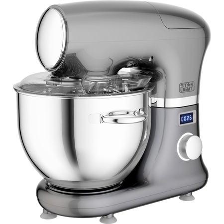 Mixer cu bol Star-Light SMD-5510W, 1000W, Bol 5.5l Inox, Display, Timer, 8 Viteze, Functie Pulse, Aluminiu Gri