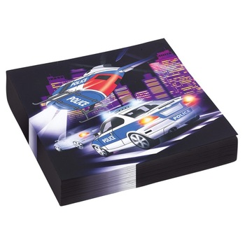 Servetele pentru petrecere Police - 33 x 33 cm, Amscan 998284, Set 20 buc Servetele pentru petrecere Police - 33 x 33 cm, Amscan 998284, Set 20 buc