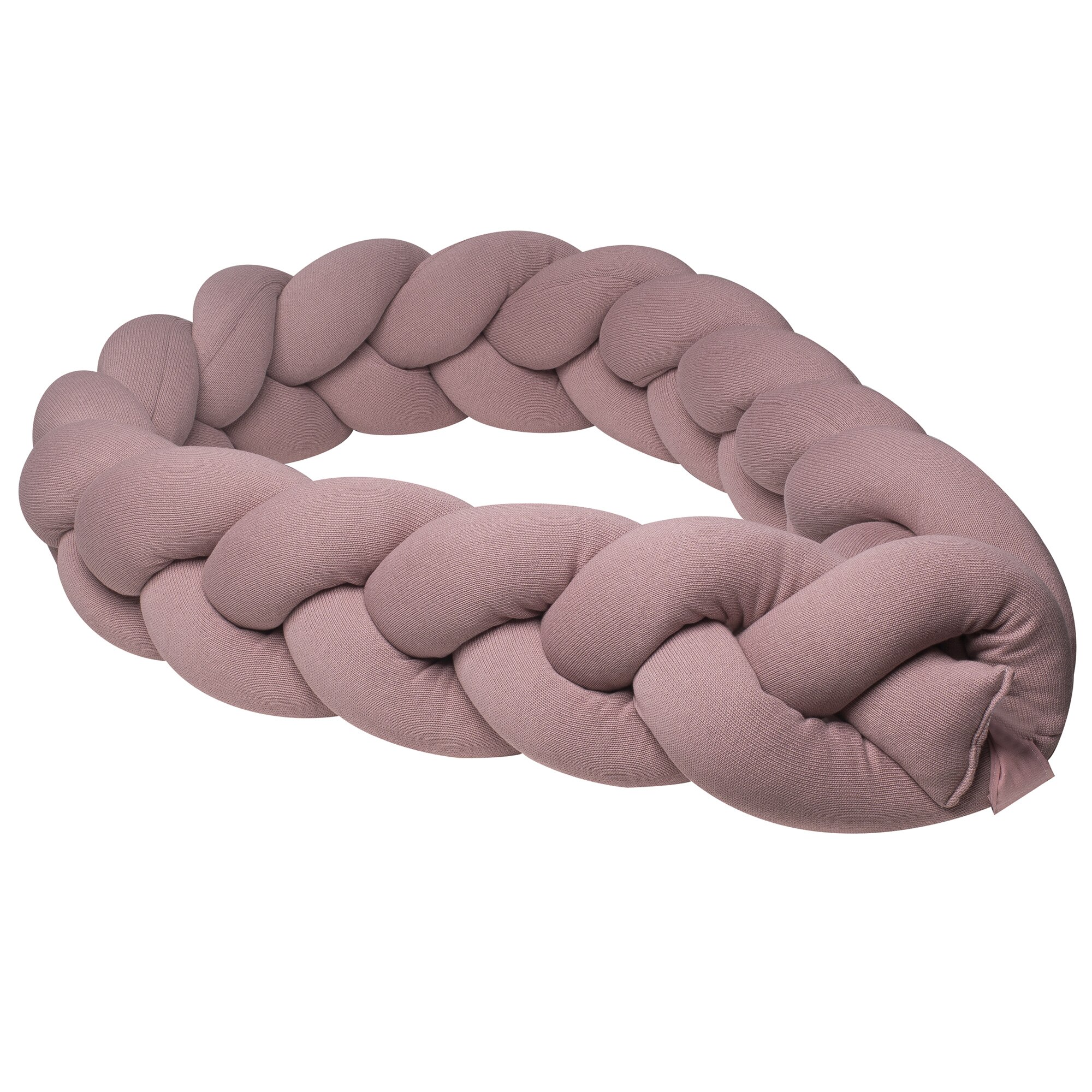 Protectie laterala patut bebe, Bumper impletit, Inchidere Velcro, Tricot Roz 210 cm