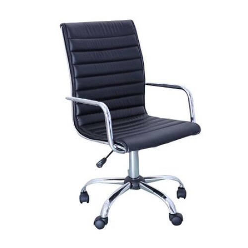 Scaun de birou MF HARVEY, Negru, Piele ecologica