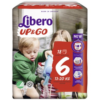 Scutece chilotel Libero Up&Go Unisex 6 XL, 13-20 kg, 18 buc Scutece chilotel Libero Up&Go Unisex 6 XL, 13-20 kg, 18 buc