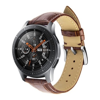 Curea piele naturala aspect croco, Samsung Galaxy Watch 42mm, Active 40mm, Samsung S2 Classic, Gear Sport, 20mm, ROPS by Qialino, Maro Curea piele naturala aspect croco, Samsung Galaxy Watch 42mm, Active 40mm, Samsung S2 Classic, Gear Sport, 20mm, ROPS by Qialino, Maro