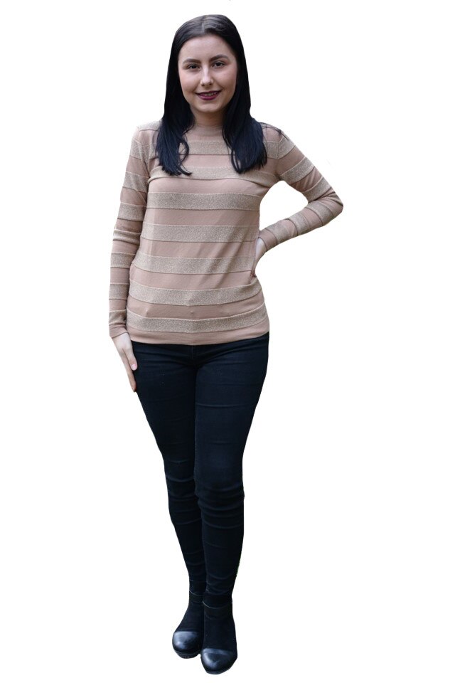 Bluza casual Carina ,model cu sclipici,D&J Exclussive, Maro