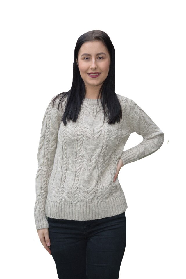 Pulovar tricotat Alexa cu design rafinat, D&J Exclussive, Crem