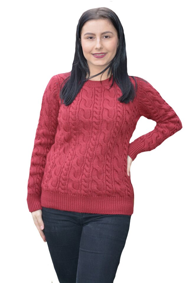 Pulovar tricotat Fionna cu pinguini, D&J Exclussive, Marsala