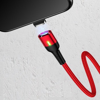 Cablu magnetic de incarcare USAMS, Lightning, 1m, Rosu Cablu magnetic de incarcare USAMS, Lightning, 1m, Rosu