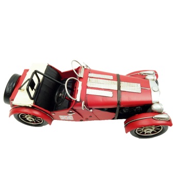 Decoratiune in forma de masina de colectie, din metal, vintage, 35 cm, rosu/crem Decoratiune in forma de masina de colectie, din metal, vintage, 35 cm, rosu/crem