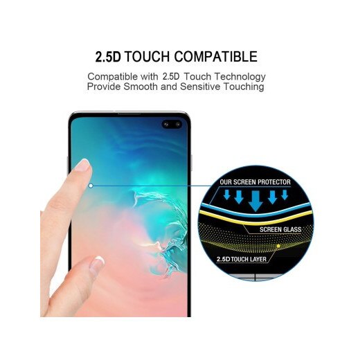 Folie de sticla securizata compatibila Samsung S10 Plus, neagra, antisocuri, full screen, durabila