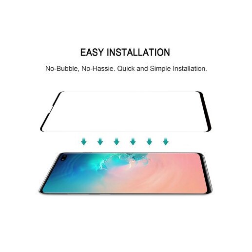 Folie de sticla securizata compatibila Samsung S10 Plus, neagra, antisocuri, full screen, durabila