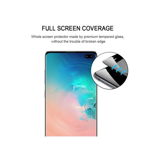 Folie de sticla securizata compatibila Samsung S10 Plus, neagra, antisocuri, full screen, durabila