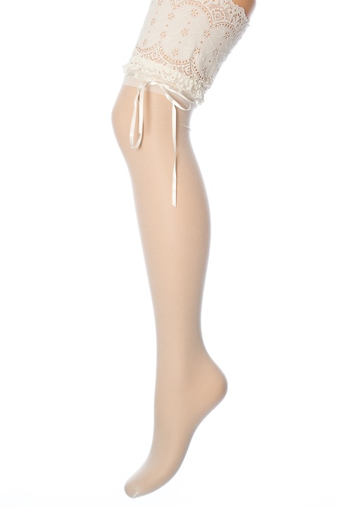 Dres cu banda din dantela dubla , cu silicon, din tull, model Vintage, Sarah Borghi, Sofia , 20 DEN, Ivoire