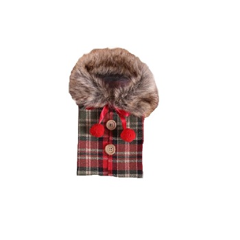 Husa pentru sticla de vin din material textil cu fundita rosie, 1 buc Husa pentru sticla de vin din material textil cu fundita rosie, 1 buc