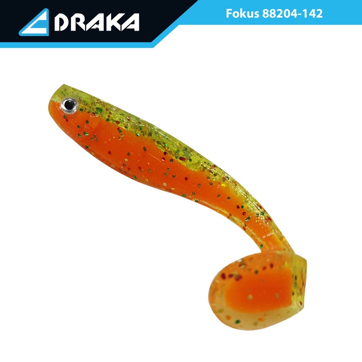 Naluca, Draka, Silicon, 9.5 cm, 10 g, Verde/Portocaliu