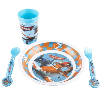 Set mic dejun Planes Disney, 4 piese, plastic, Multicolor Set mic dejun Planes Disney, 4 piese, plastic, Multicolor