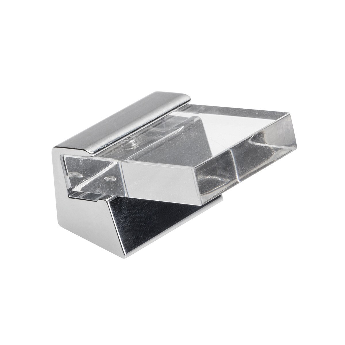 Buton mobilier Oliva, crom-acryl transparent, 40x31 mm