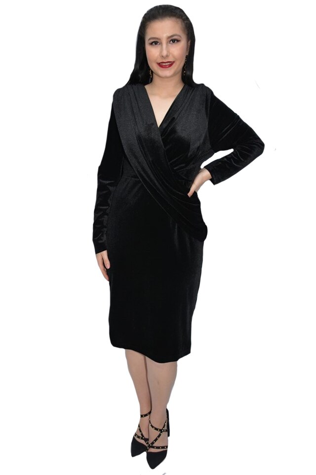 Rochie de ocazie Ilinka din catifea,petrecuta,D&J Exclussive, Negru