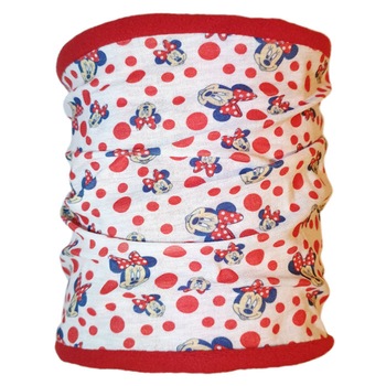 Fular Minnie Mouse, model tub reversibil, 50 x 22 cm, polar fleece/jersey Fular Minnie Mouse, model tub reversibil, 50 x 22 cm, polar fleece/jersey