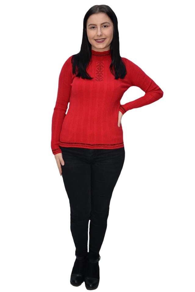 Bluza casual Roxana,model simplu,usor pe gat,D&J Exclussive, Rosu