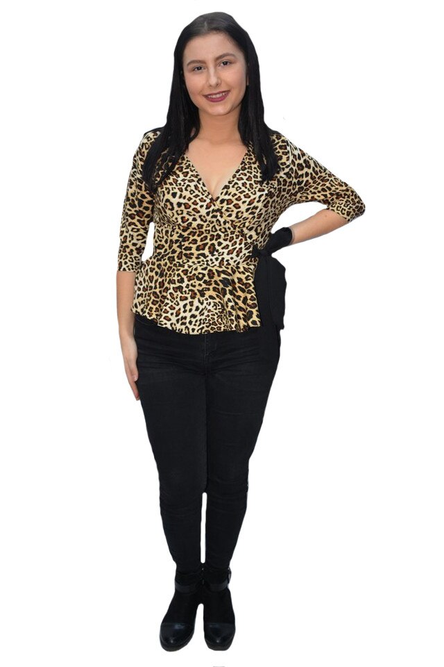 Bluza rafinata Tania cu fundita,D&J Exclussive, Animal-print