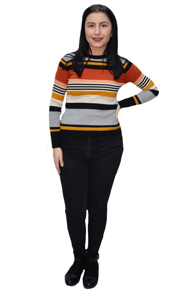 Bluza casual Vera ,model cu dungi,D&J Exclussive, Gri