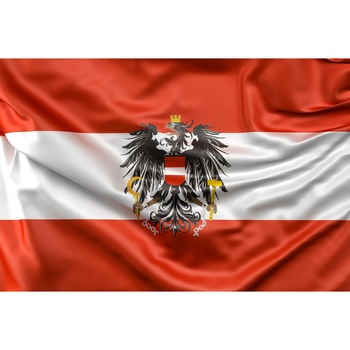 Steag Austria cu stema - Vision, poliester, marime 150x90cm Steag Austria cu stema - Vision, poliester, marime 150x90cm