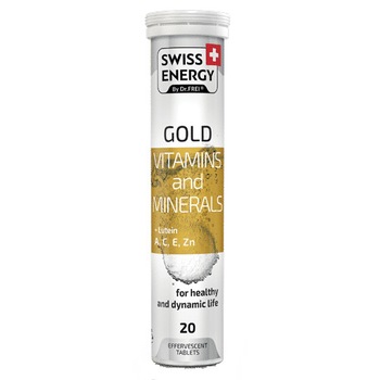 Gold, SWISS ENERGY, 20 Tablete Efervescente Cu Luteina + A, C, E, Zn Gold, SWISS ENERGY, 20 Tablete Efervescente Cu Luteina + A, C, E, Zn