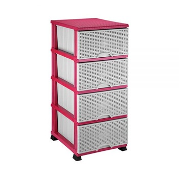 Dulap Lux pentru depozitare Komidin, Elif Plastik, 4 cutii depozitare, Rattan, pentru hol, baie si bucatarie, dimensiuni 90X45X38 centimetri, Roz Dulap Lux pentru depozitare Komidin, Elif Plastik, 4 cutii depozitare, Rattan, pentru hol, baie si bucatarie, dimensiuni 90X45X38 centimetri, Roz