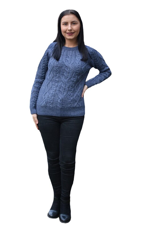 Pulover tricotat ,model 3D,D&J Exclussive, Albastru marin
