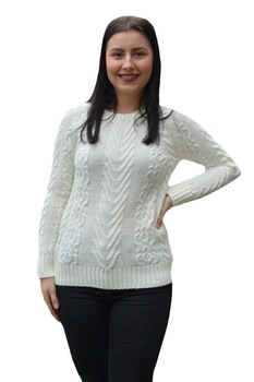 Pulover tricotat ,model deosebit,3D,D&J Exclussive, Alb Pulover tricotat ,model deosebit,3D,D&J Exclussive, Alb