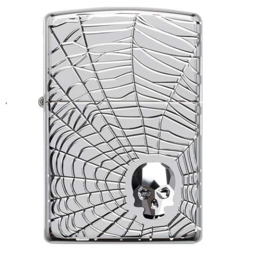 Bricheta Zippo Spider Web Skull, reincarcabila, antivant
