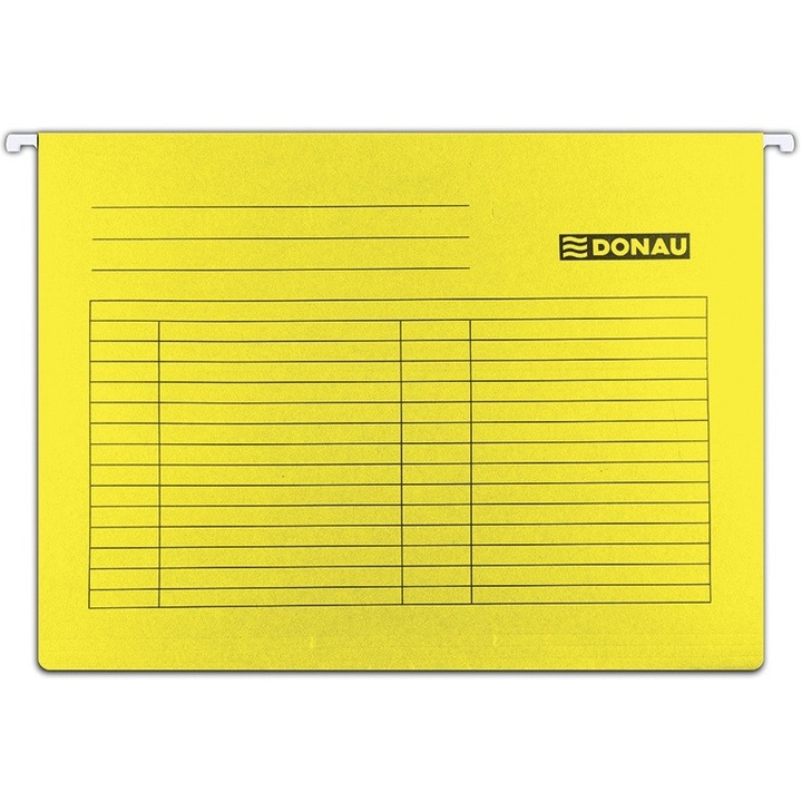 Dosar Suspendabil Cu Eticheta, Bagheta Metalica, Carton 230g/mp, 5 Buc/set, Donau - Galben