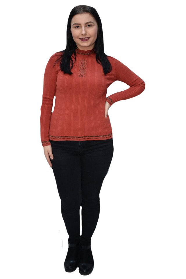 Bluza casual Roxana,model simplu,usor pe gat,D&J Exclussive, Caramiziu