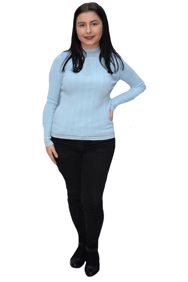 Bluza casual Roxana,model simplu,usor pe gat,D&J Exclussive, Albastru