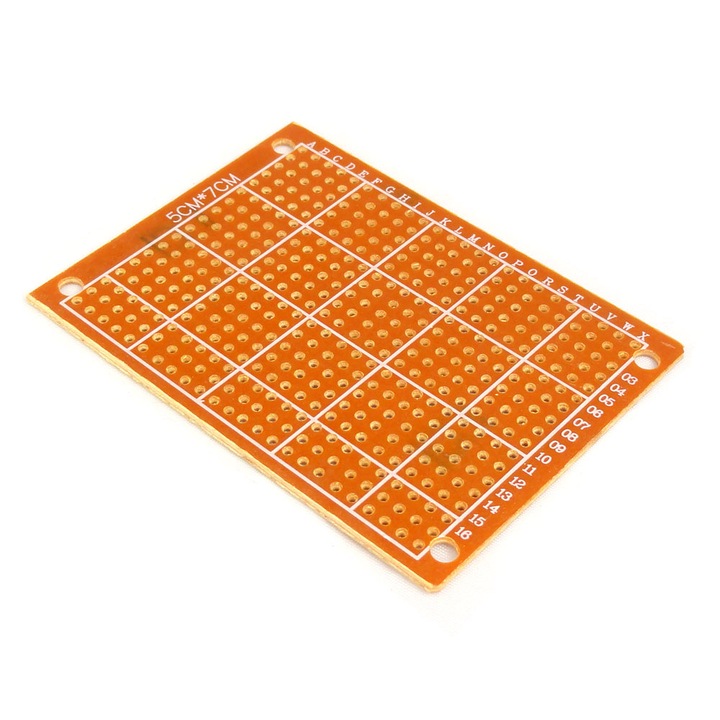 Универсална печатна платка, PCB, 5x7см, стъпка 2,54мм