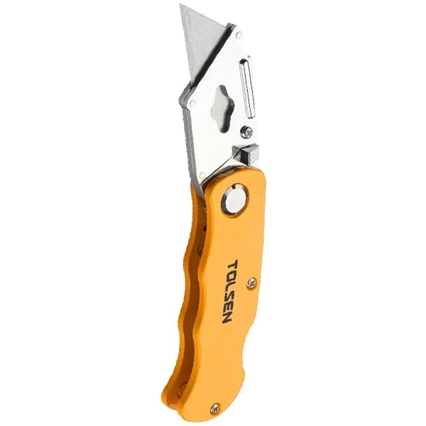 Cutter utilitar Tolsen cu 5 lame incluse , Dimensiune 61x19 mm , Material lame SK5 , Maner ergonomic , Negru/Galben