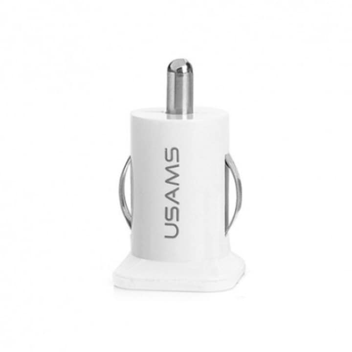 Usams 2.1A Dual USB autós adapter fehér buborékfólia eredeti