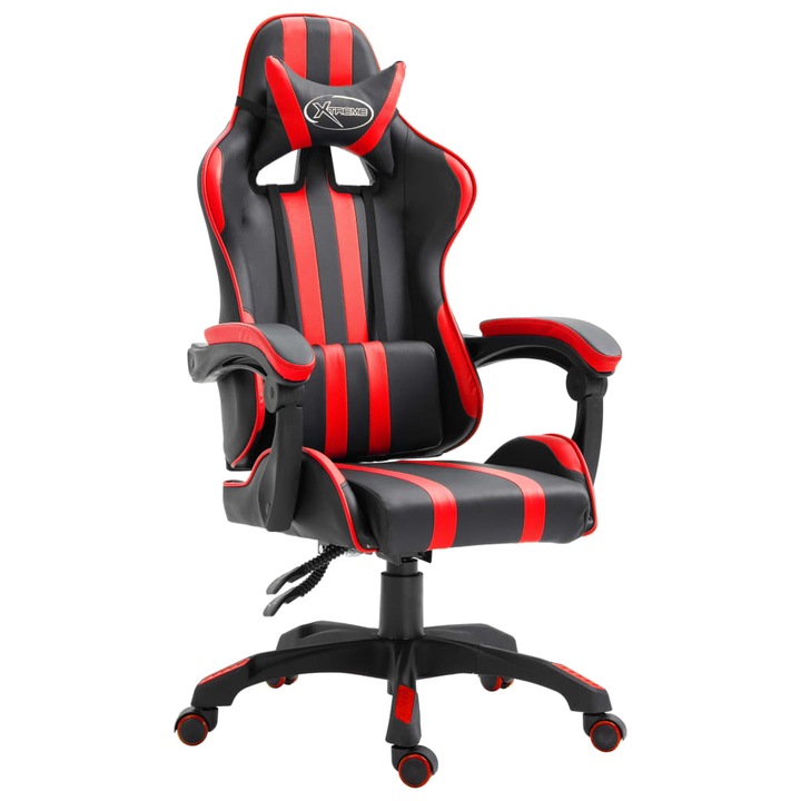 Scaun Gaming cu suport pentru picioare, vidaXL, Rosu cu negru, 61,5 x 68 x (118 - 122) cm