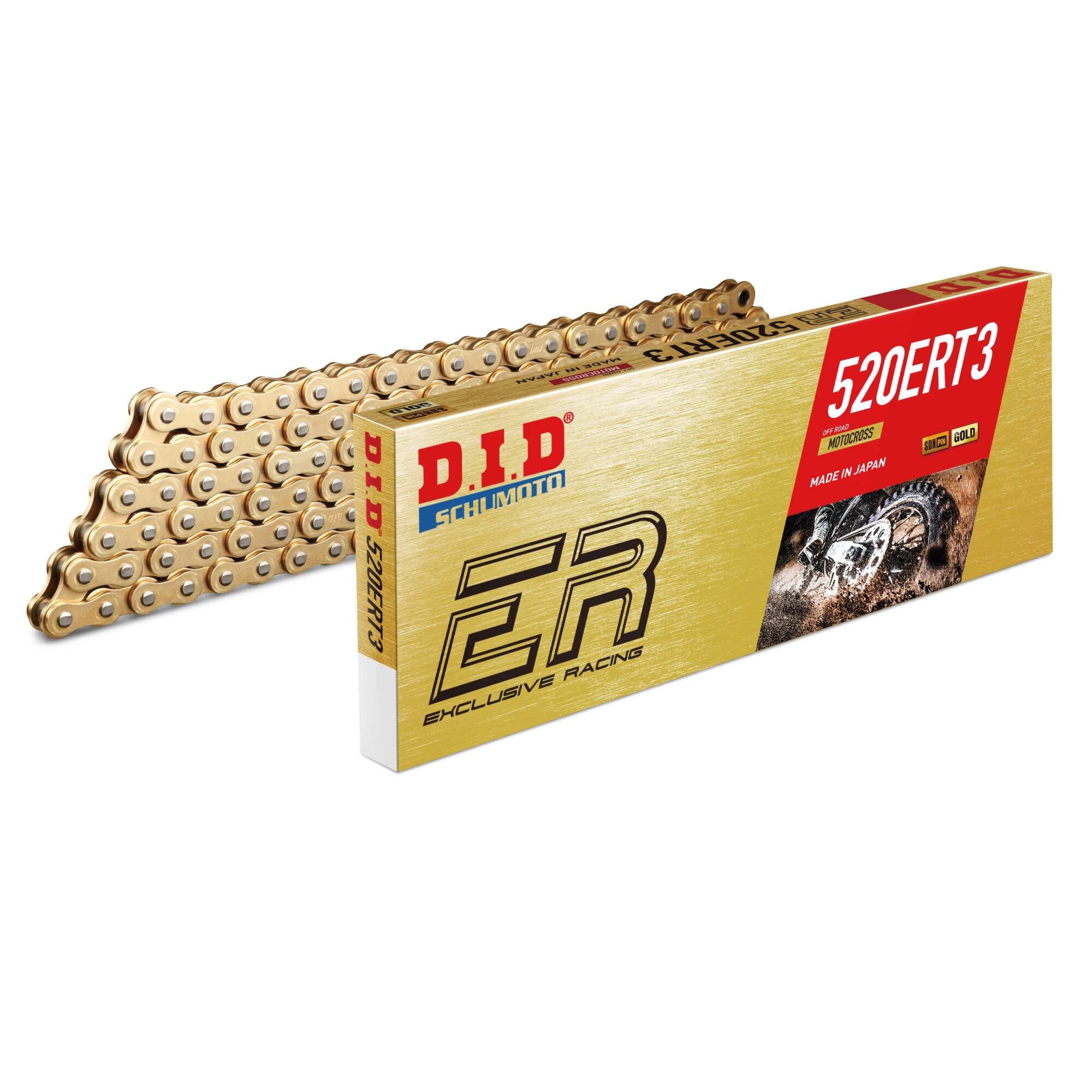 Lant pentru motociclete - DID, 520ERT3 cu 118 zale, (Gold) Racing Standard