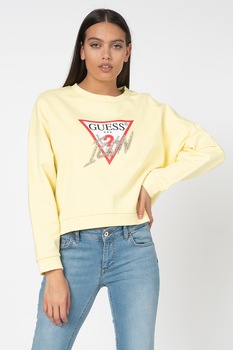 guess jeans bluza sport cu logo si aplicatie de strasuri guess jeans x jennifer lopez galben pai imagen 55_0_
0