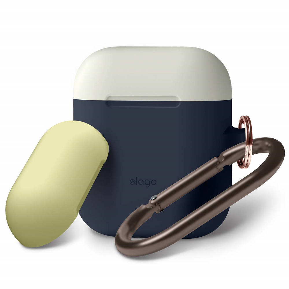Husa de protectie pentru casti Apple Airpods, Elago Duo Hang, Silicon, Albastru