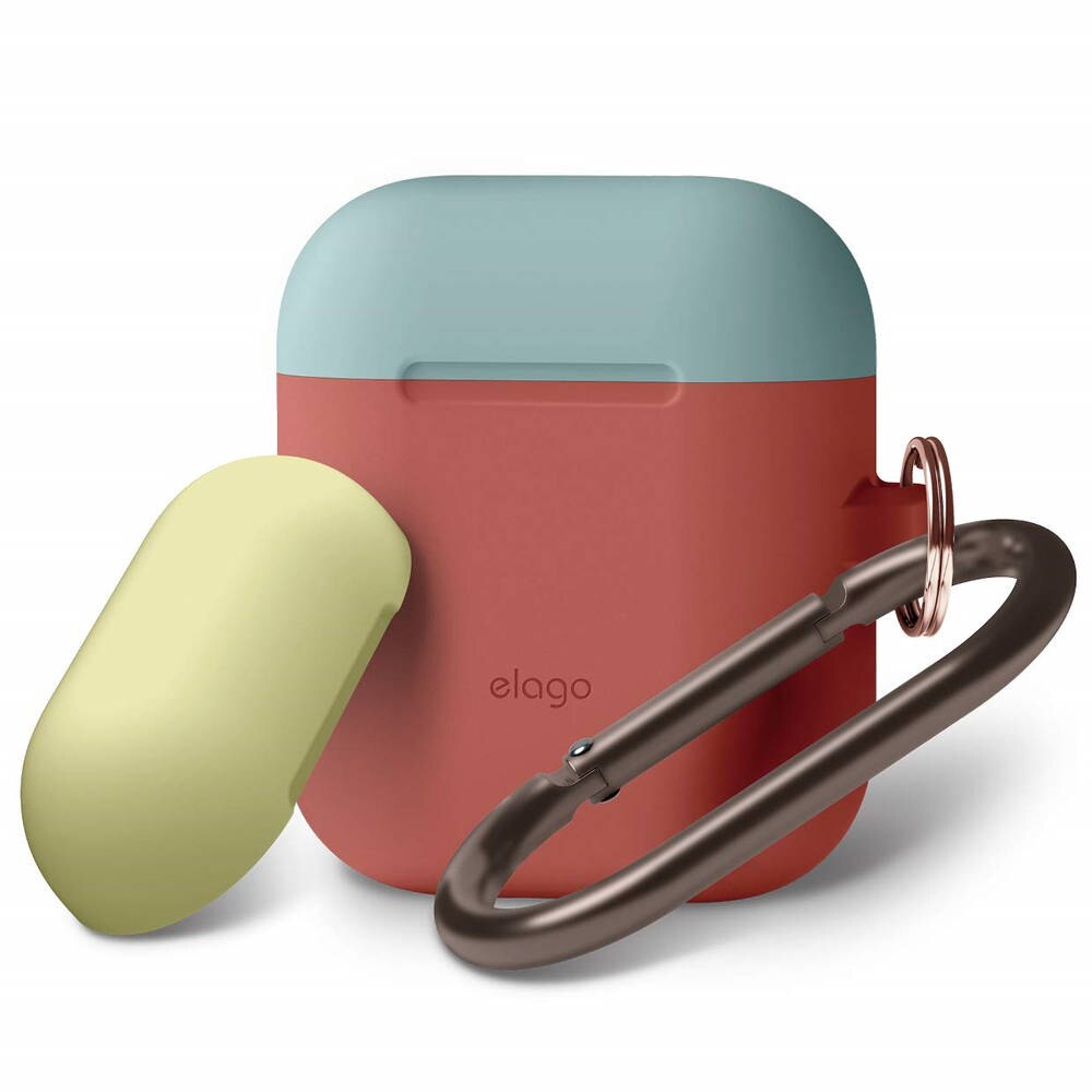 Husa de protectie pentru casti Apple Airpods, Elago Duo Hang, Silicon, Rosu