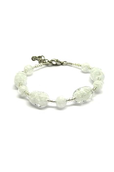 Bratara din sticla Murano autentica, model Altinia, culoare alb, 21 cm Bratara din sticla Murano autentica, model Altinia, culoare alb, 21 cm