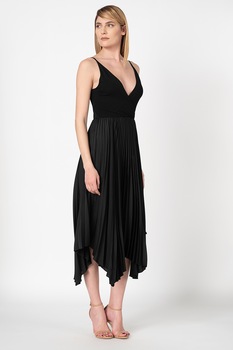 GUESS BY MARCIANO, Rochie midi asimetrica, Negru, L GUESS BY MARCIANO, Rochie midi asimetrica, Negru, L