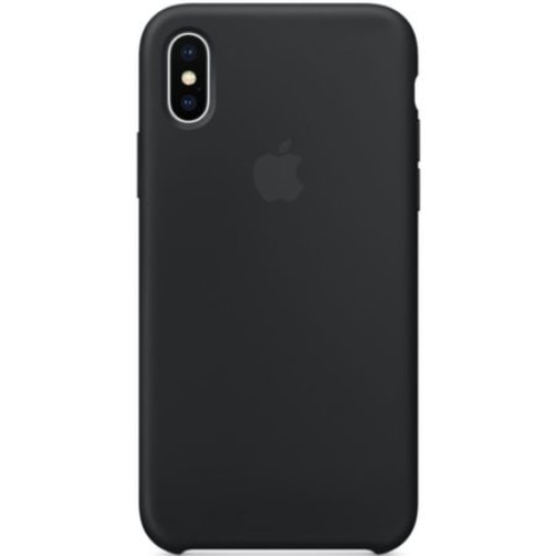 Husa protectie spate cu logo Apple pentru iPhone XS Max, silicon, Negru