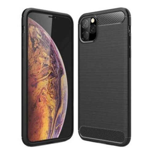 Husa de protectie cu insertii carbon pentru iPhone 11 Pro, protectie spate, bumper, capac de protectie, Negru