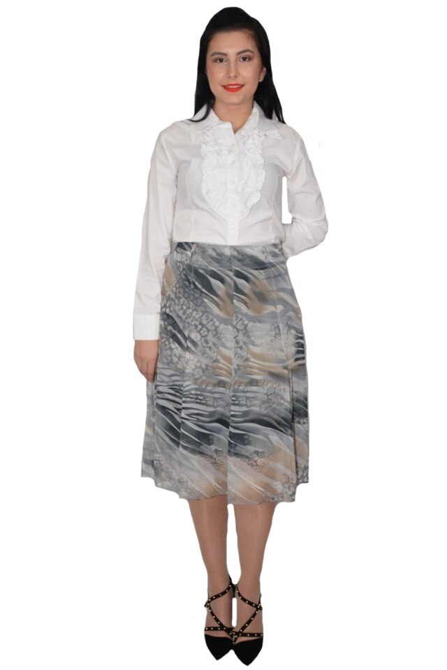 Rochie Ferba de ocazie cu maneca din voal plisat,D&J Exclussive, Gri